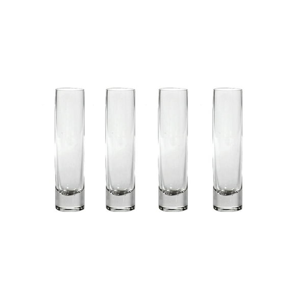 Serene Spaces Living Clear Glass Bud Vases, Set of 4, Perfect for Floral Arrangements at Home, Weddings, Parties, Measures 7.5" Tall & 1.75" Diameter