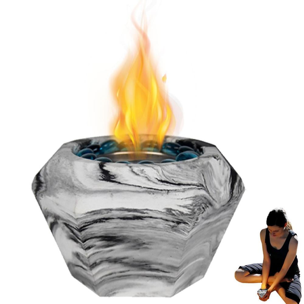 Geruite Portable Mini Fireplace Portable Concrete Table Top Fire Bowl