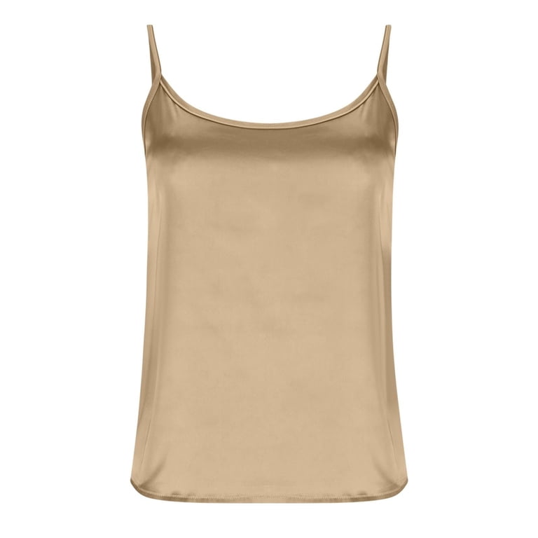 Women's Satin Spaghetti Strap Camisole, Silky Slip Dress Style
