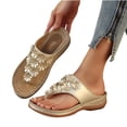 thumbnail image 4 of Comfortable Sandals for Women Ndbuld Women's Fashion Casual Spring And Summer Comfortable Solid Color Open Toe Thick Bottom Wedge Heel Slippers, 4 of 9