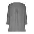 thumbnail image 7 of CYMMPU Women's V-Neck Solid Color Flowy Blouse 3/4 Length Sleeve Basic Tees Summer Fall Business Work Blouses Casual Tunic Tops Shirts 2025 Clothes Dark Gray XL, 7 of 7
