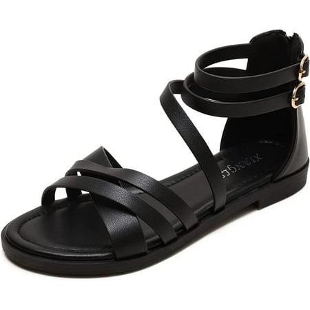 

Women s Sandals Elastic Strappy String Thong Ankle Strap Flip Flops Summer Beach Gladiator Shoes Black