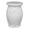 Benzara Beautifully Designed White Owl Garden Stool White