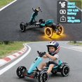 thumbnail image 4 of iRerts 12V Ride on Toys, Powered Electric Go Kart with Music, LED Light, Horn, Forward/Backward, Pedal Go Kart Kids Electric Car for Kids Boys Girls Ages 3-6, Light Blue, 4 of 11