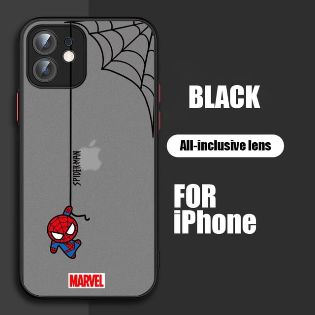 Funda de teléfono de Marvel Spiderman Avengers para Apple iPhone 14 13 12 11 XS Mini Pro Max 8 7 6S 6 XR X Plus, cubierta translúcida esmerilada Fivean unisex
