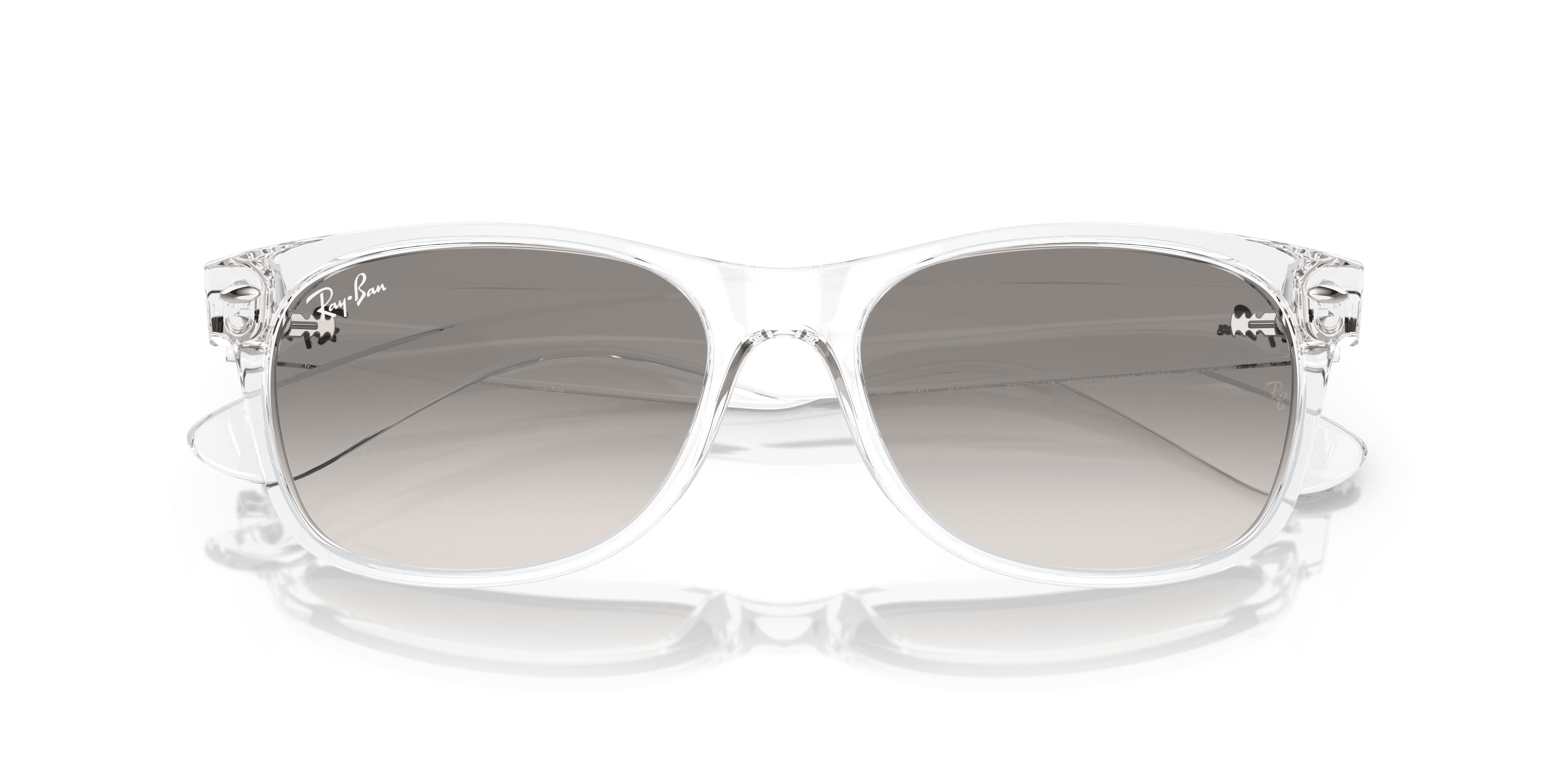 Ray-Ban Unisex Size 55 Square New Wayfarer Classic Sunglasses with Case, Transparent/Clear Gradient Gray