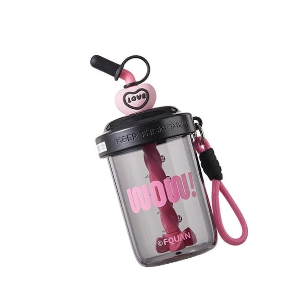 Summers Water Bottle With Straw Mixer Large Capacity Travel Friendly Handle Portable Plastic Cup For Hiking Sports White pink