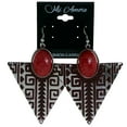 thumbnail image 2 of Tribal Pattern Dangle-Earrings Stone Accents Red & Silver-Tone #LQE4161, 2 of 2