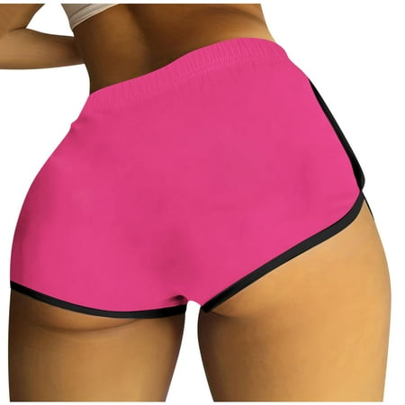 SSAAVKUY Fashion for way less Women s High Waist Booty Shorts Scrunch Butt Lifting Workout Yoga Shorts Tummy Control Biker Hot Pants Hot Pink 6