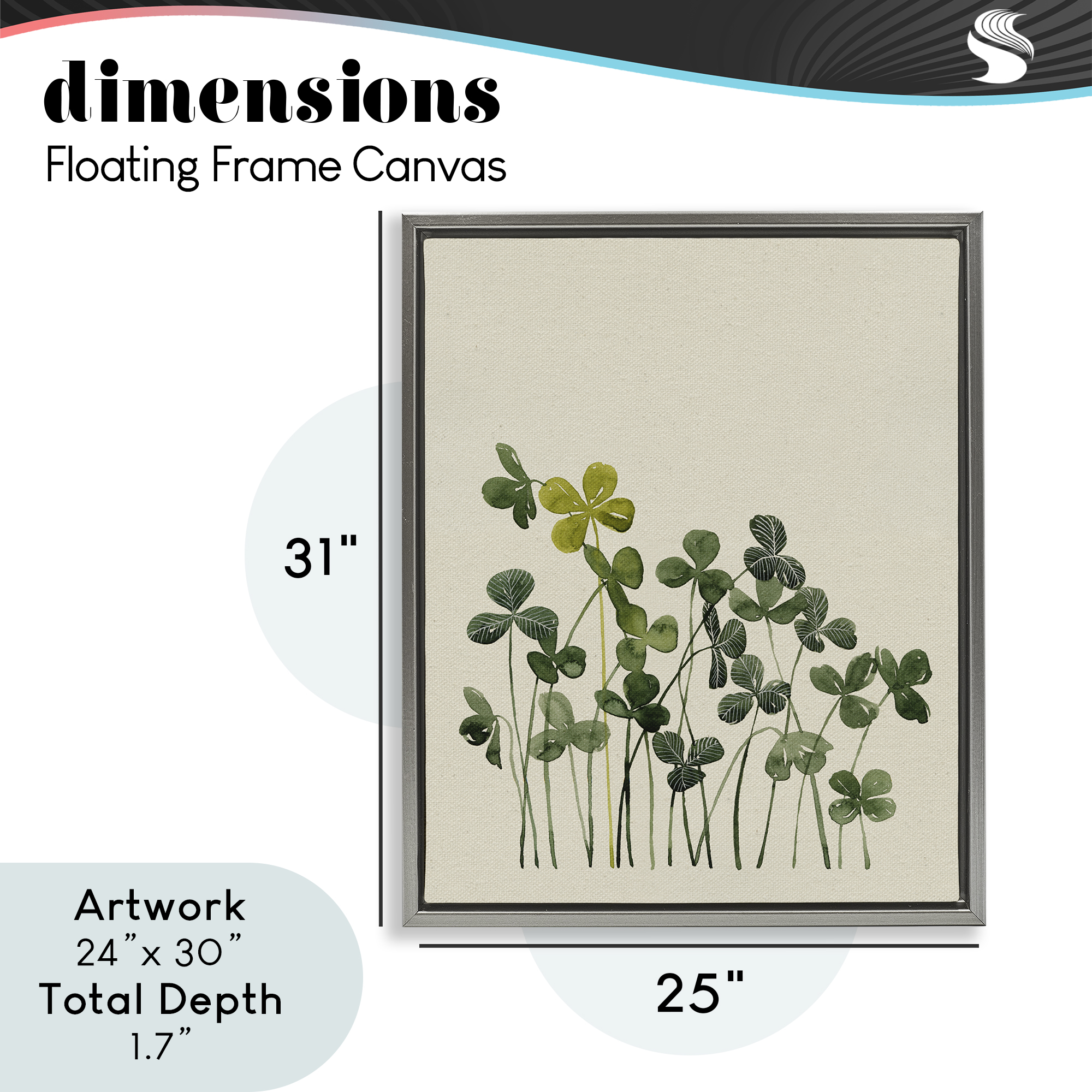 Hidden Gems Clovers Gray Framed Floater Canvas Wall Art, design by Grace Popp