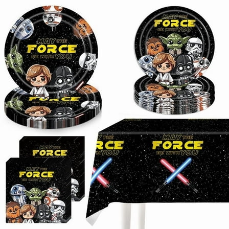 41Pcs Star Birthday Party Supplies, 20 Plates, 20 Napkins and 1 Tablecover for Star Party Decorations