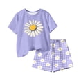 thumbnail image 5 of Sets for Girls​ Playful Patterned Top and Elastic Waist Shorts, Easy Play Clothes for Active Girls 3-15 Years Purple 13-14 Years, 5 of 6