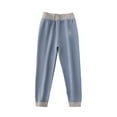 thumbnail image 2 of Boys Girls Fleece Jogger Pants Comfortable Casual Warm Cotton Thicken Leggings Loungewear Thermal Pants Fall Winter Casual Lightweight Loose Trousers Blue 13Y, 2 of 3