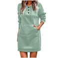thumbnail image 2 of Elainilye Fashion Dresses for Women 2024 Sexy Solid Long Sleeve Hooded Dress Ladies Long Dress,Green, 2 of 7