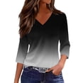 thumbnail image 2 of 3/4 Sleeve Womens Tops V Neck T-Shirts Spring 2026 Dressy Casual Blouses Black S, 2 of 5