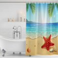 thumbnail image 6 of 54x78 Inch Shower Curtain Decorative Summer Beach Bathtub Bath Curtains Fabric Waterproof Bathroom Decor, Coastal Red Starfish Conch Palm Seaside Small Stall Shower Curtain Set with 12 Hooks, 6 of 7