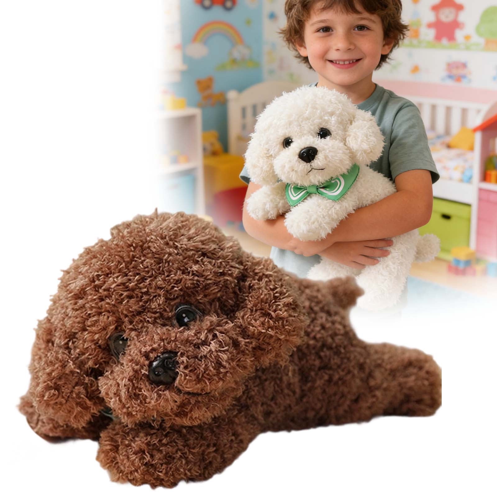 zhonghuaying Dog Stuffed Animal, Golden Doodle Puppy Plush Toy with Realist Weighted Soft dog stuffed gift for boys girls11 inches (C)