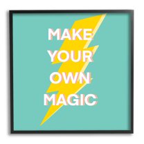 Stupell Industries Make Your Own Magic Lightning Bolt Inspirational Painting Black Framed Art Print Wall Art