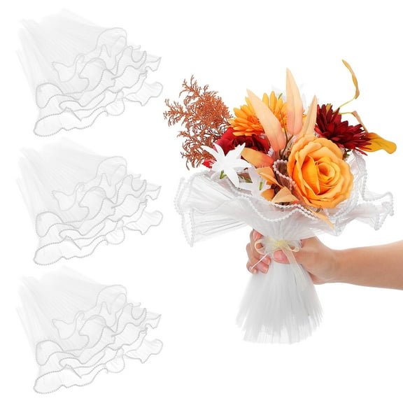 STRANDCHIC White Floral Paper Bouquet Wrap for Florists, Synthetic Fiber, Elegant and Versatile Design for Flower Arrangements