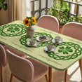 thumbnail image 3 of St. Patrick's Day Table Cloths for 5 Foot Rectangle Tables, Farmhouse Green Lucky Clovers Border Patio Waterproof Elastic Fitted Tablecloths, Washable Rectangular Table Cover for Camping, 3 of 8