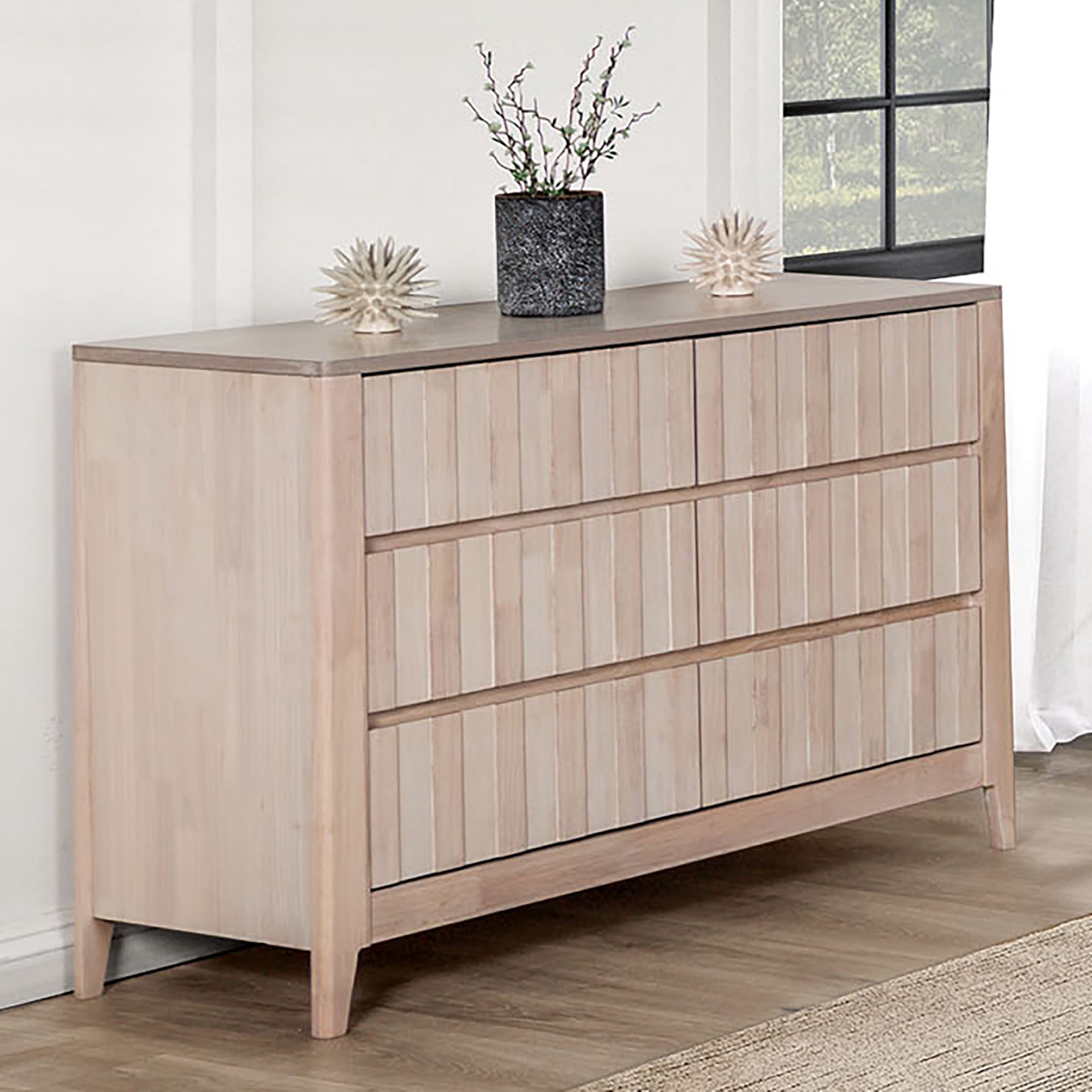 Furniture of America Rya Kids Modern 6-Drawer Dresser, Washed White