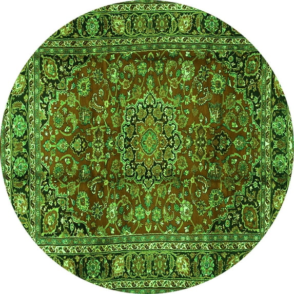 Ahgly Company Indoor Round Persian Green Traditional Area Rugs, 4' Round