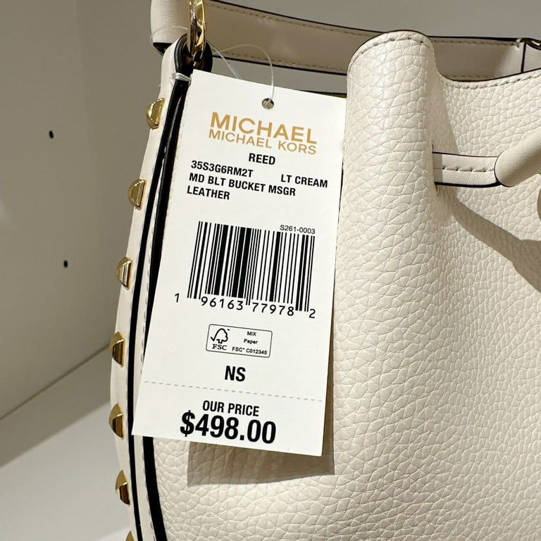 Michael Kors Reed Medium Studded Pebbled Leather Bucket Bag