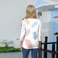 thumbnail image 3 of 3/4 Length Sleeve Womens Tunic Tops Spring Floral Printed V Neck Blouse Summer Casual Loose Fit Shirts, 3 of 5