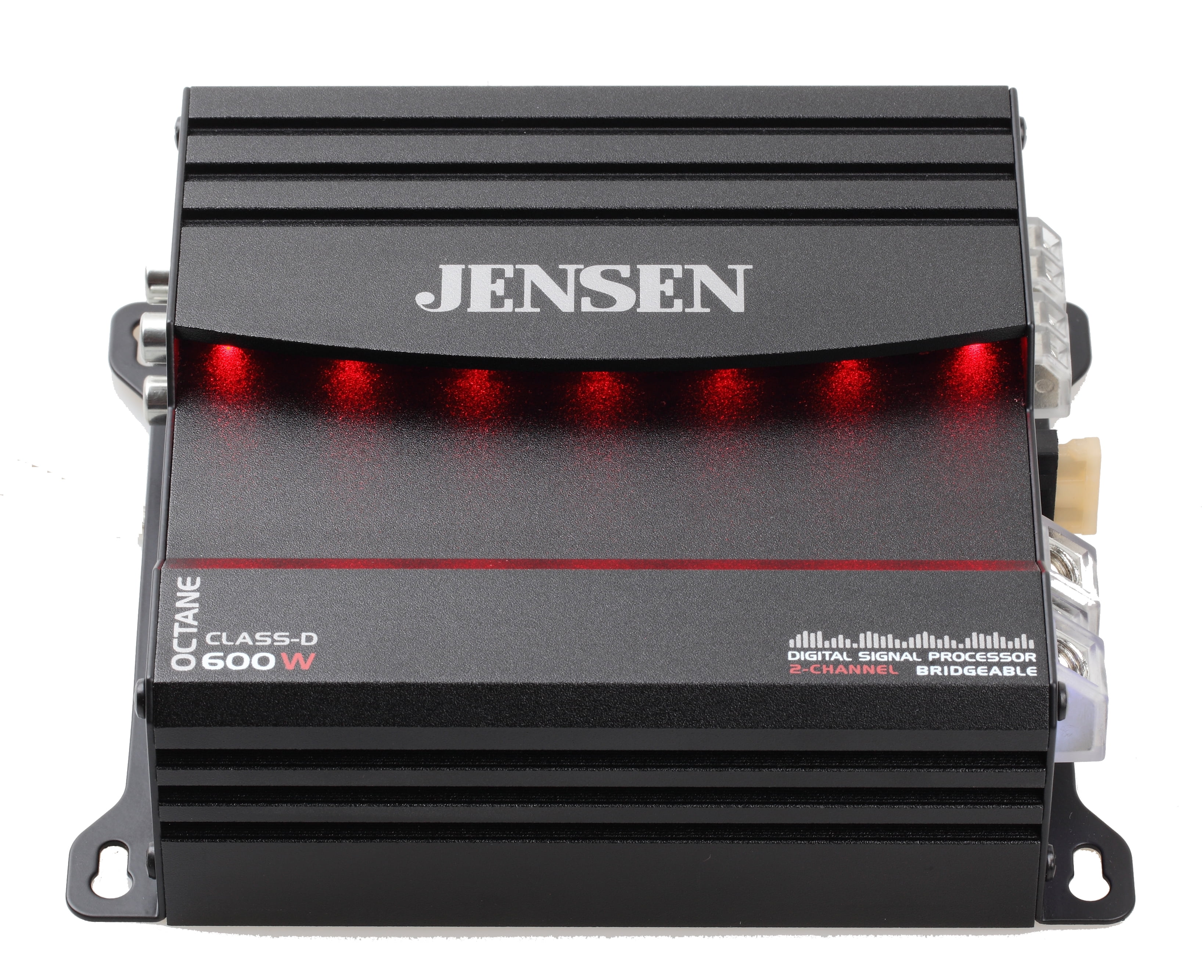 JENSEN XDA92RB Class D 2 Channel Bridgeable Amplifier with 80 Watts x 2 RMS and 600 Watts Peak Power and RGB Illumination & System Control via Bluetooth App, Black