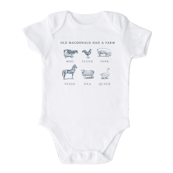 Old MacDonald Had A Farm Shirt Premium Custom Baby Clothes Unisex Announcement Gift for Mom Newborn Outfit 6-9m White