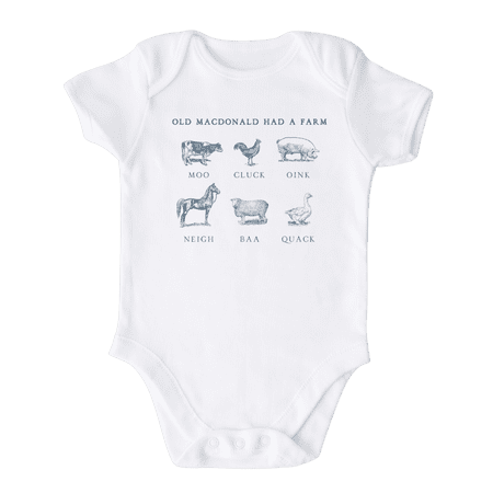 Old MacDonald Had A Farm Shirt Premium Custom Baby Clothes Unisex Announcement Gift for Mom Newborn Outfit 3-6m White