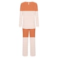 thumbnail image 5 of Riecok Loungewear Sets for Women 2 Piece Crewneck Long Sleeve Tops and Pants Striped Cozy Soft Sleepwear, 5 of 6