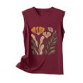 thumbnail image 5 of Summer Tank Tops For Women Plus Size Causal Loose Printing Crew Neck Sleeveless Workout Athletic Lightweight Pullover Tops Under $7 Wine M, 5 of 5