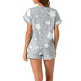 thumbnail image 3 of Conjuntos de pijama de modal para mujer INSPIRE CHIC, parte superior de botón de manga corta y pantalones cortos, ropa de descanso y pijamas, XS, gris con estrellas, 3 of 6