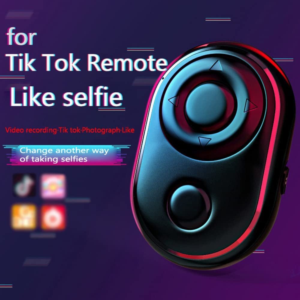 Black Wireless Bluetooth Camera Shutter Remote Control Page Turner Tiktok Multifunction Remote Selfie Button Compatible with All iOS and Android Devices 