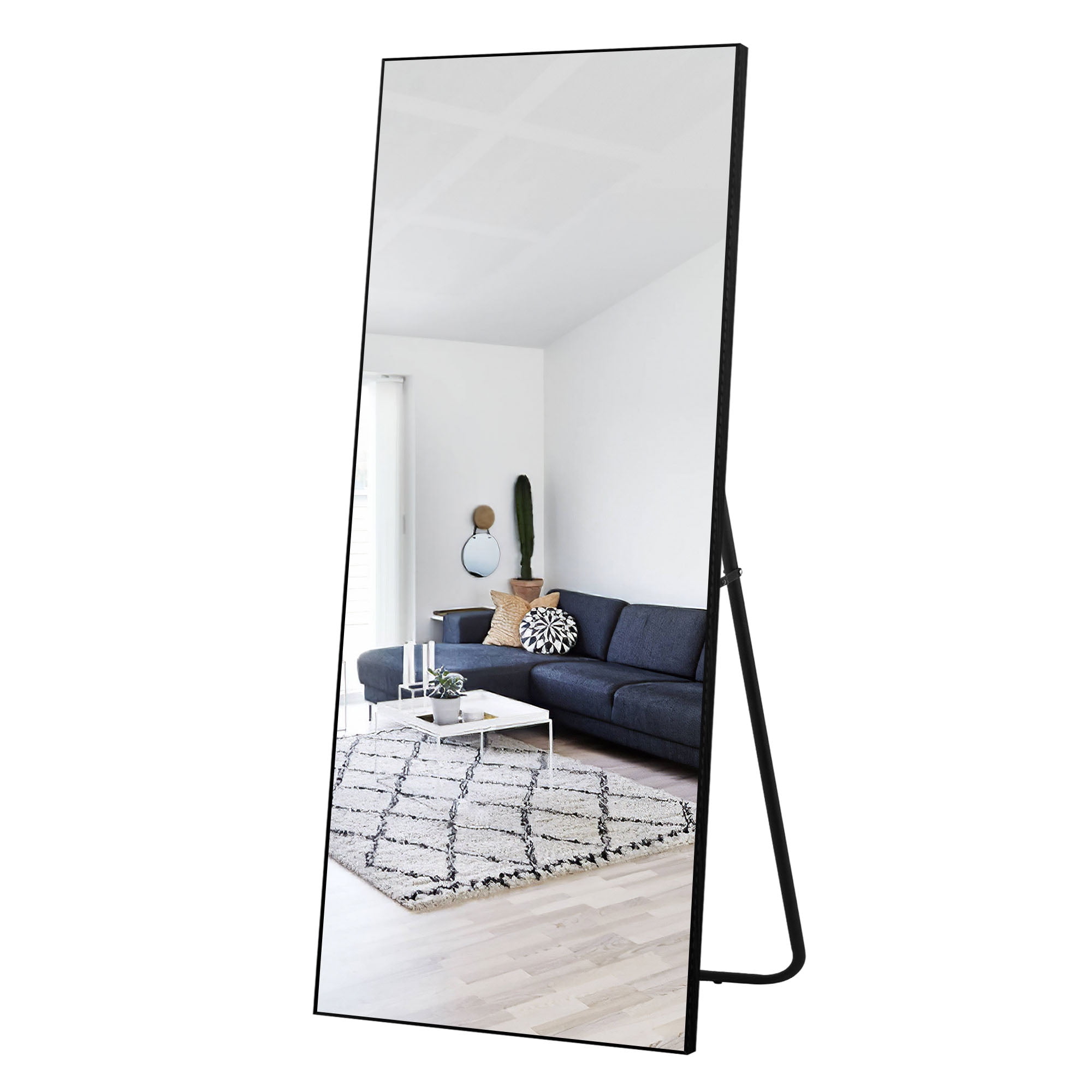 NeuType 65" x 1.57" Black Modern Full Length Mirror