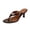 Brown, variant on Women'S Leather Kitten Heel Flip Flops Minimalism Round Open Toe Thong Strap High Heel Slide Sandals Summer Prom Party Heeled Dress Sandals Black 36