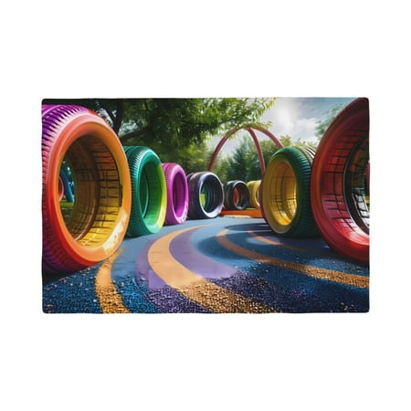 

Placemats Set of 4 Colorful Tire Tunnel Park Place mats for Dining Table Indoor/Outdoor Cute Heat Resistant Washable Table Mats(18 x 12 )