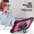 thumbnail image 4 of Case for Lenovo Tab M8 (HD/FHD/Smart) 2019/2021 3rd/2nd Gen with Screen Protector, 360 Degree Rotating Kickstand Hand Strap Heavy Duty Shockproof Cover with Shoulder Strap, Rose PC, 4 of 7