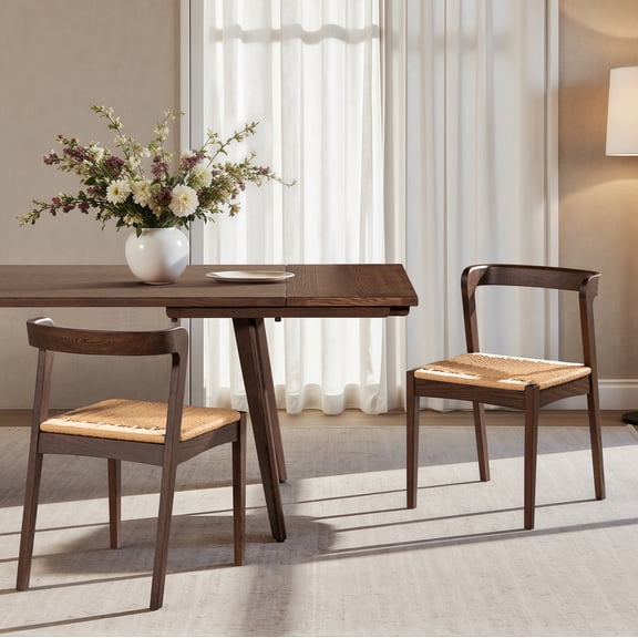 Fabric Accent Chairs Capri Woven Seat Oak Wood Dining Chair Dark Brown Red Oak,Accent Chairs
