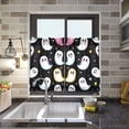 thumbnail image 4 of Yayeee Kitchen Curtains Tier Pair Light Filtering 27"x36" Rod Pocket Short Cafe Window Panel, White Halloween Ghost, 4 of 7