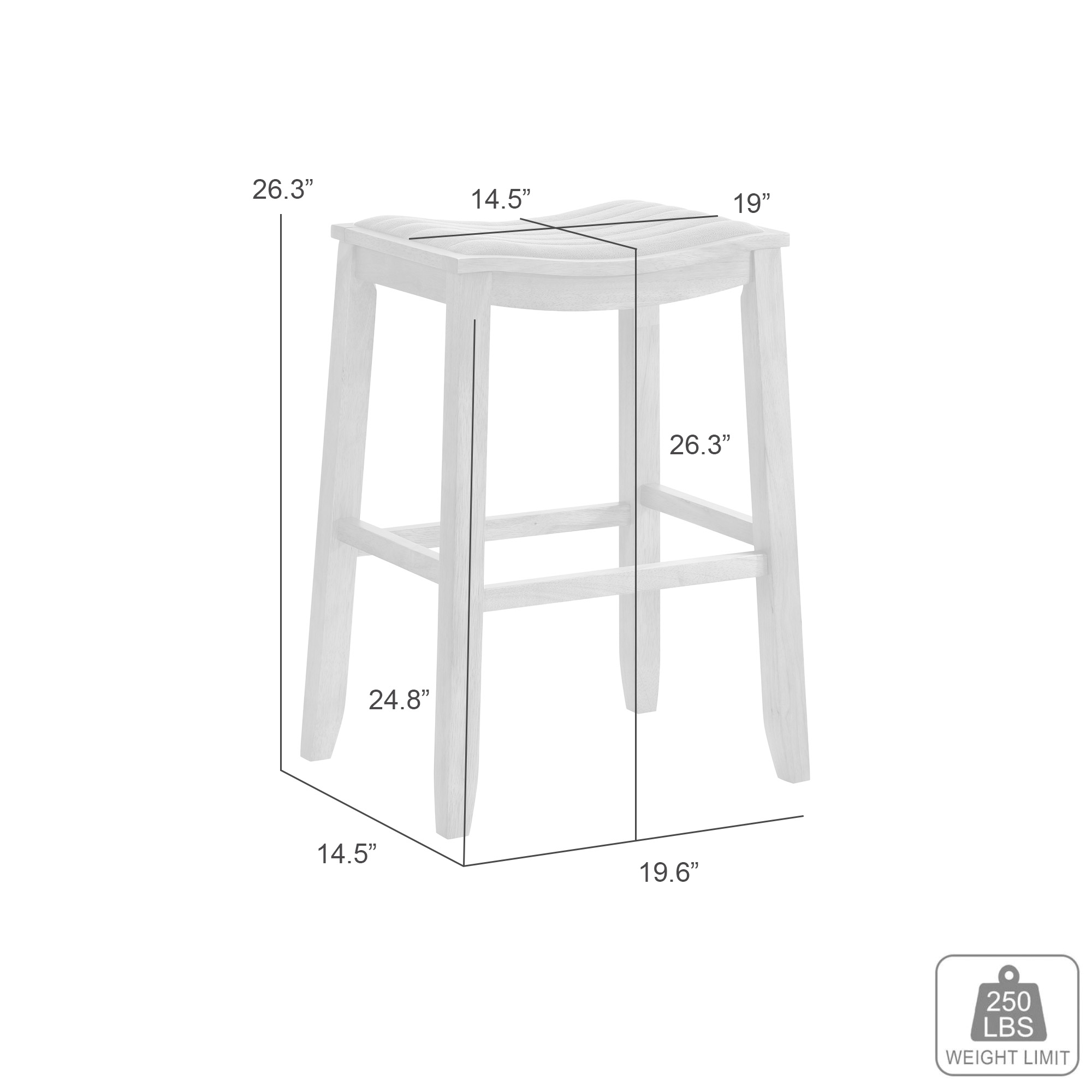 Iyani Coastal Modern Wood Counter Height Kitchen Bar Stool in White Finish with Dune Cloud Fabric Upholstered Seat - Set of 3
