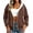 #03-Brown, variant on Women Polka Dot Jacket, Hooded Long Sleeve Zip Up Drawstring Printed Coat for Casual and Outdoor