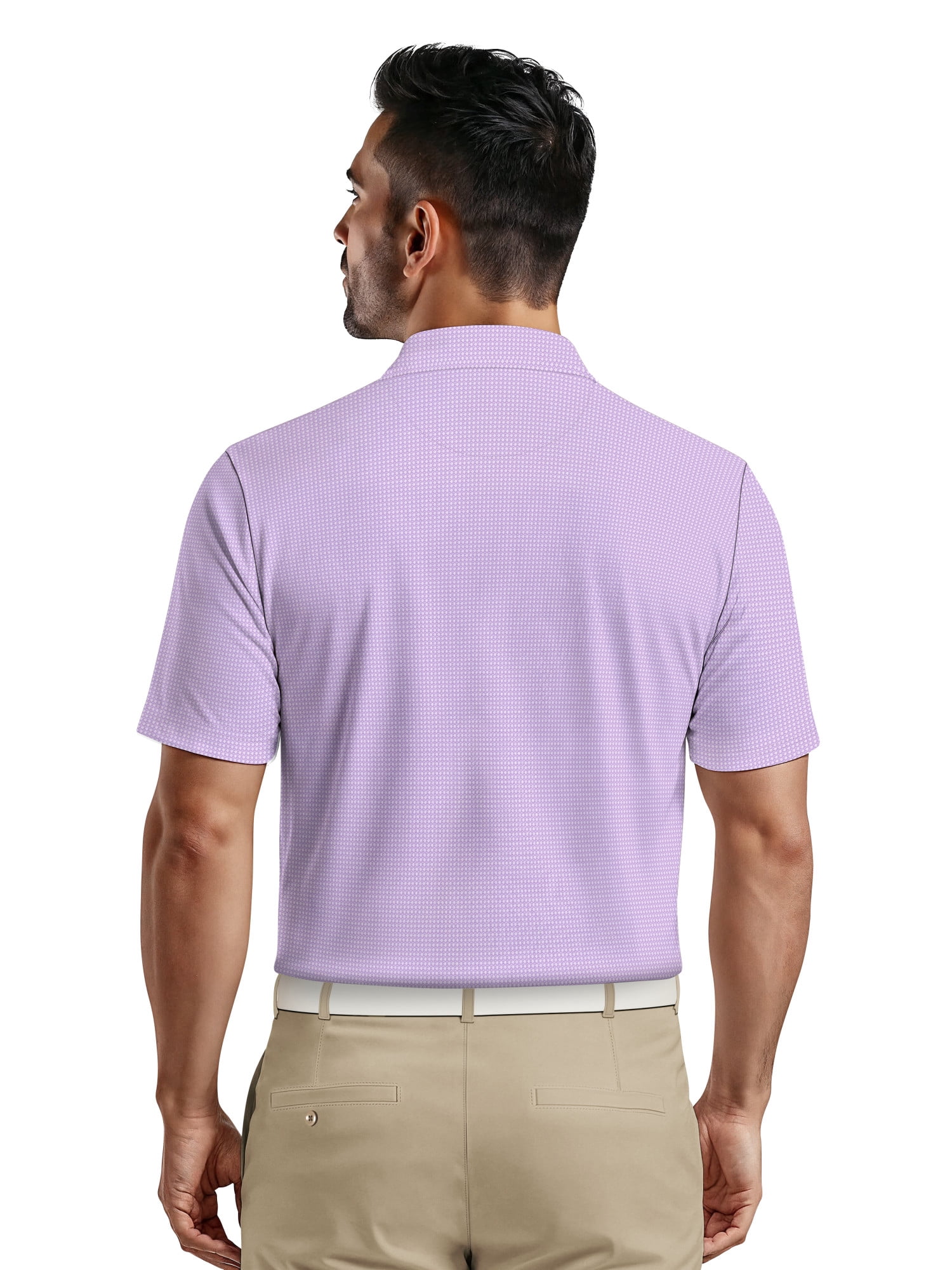 Ben Hogan Men's & Big Men's Performance Eco Mini Geo Jacquard Short Sleeve Polo Shirt, up to 5XL
