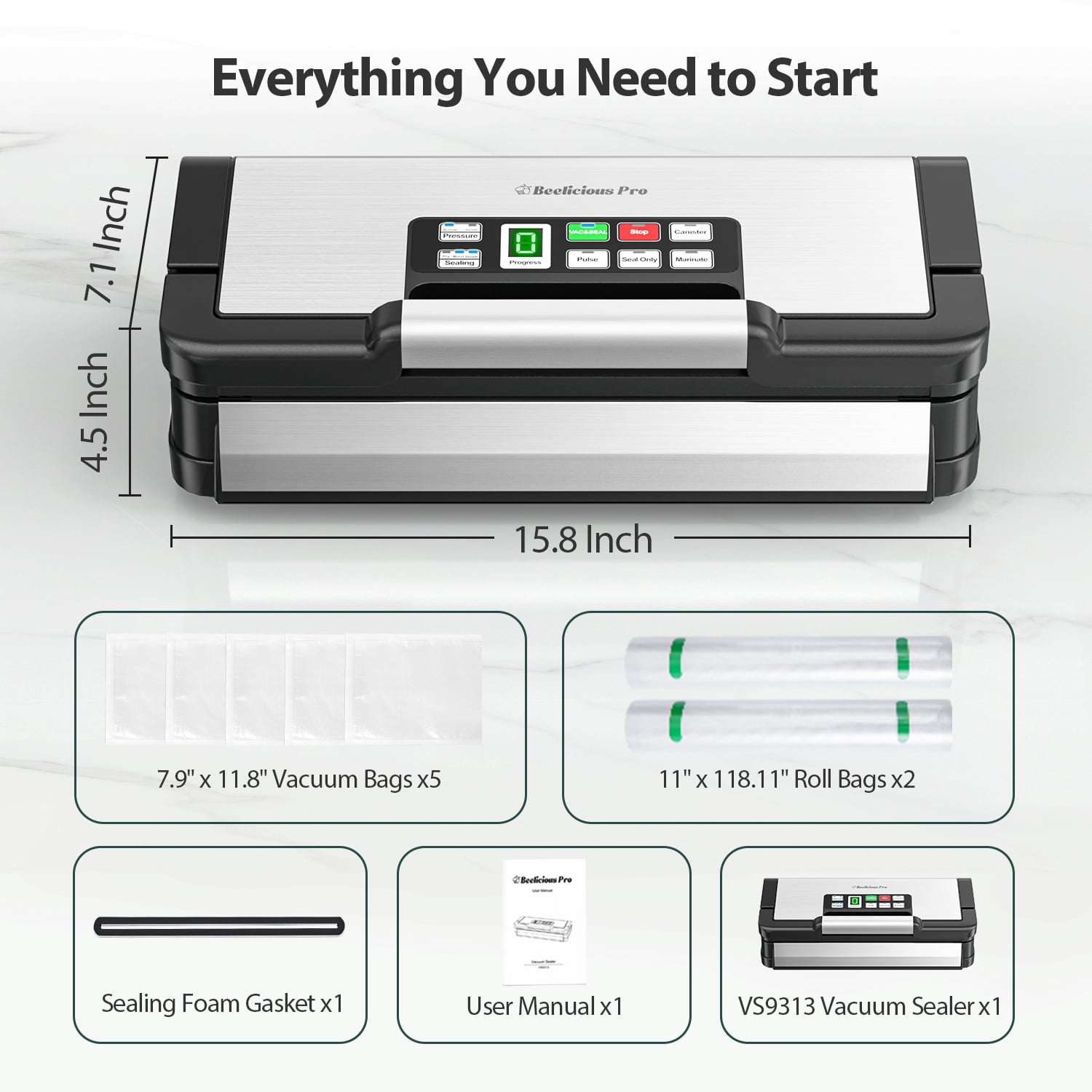 Aeitto Precision 130W Vacuum Sealer, with 10-in-1 Functions, Double Seal&Pump, Vacuum Sealer Machine for Food& Home Use, Built-in Cutter&Hose