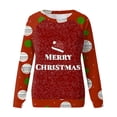 thumbnail image 3 of XHJUN Christmas Womens Sweatshirts No Hood Cute Xmas Tree Letter Pattern Pullover Tops Long Sleeve Lightweight Sweatshirts Tops Crew Neck Comfy Outfits Clothes Wine XL, 3 of 5