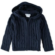Baby Dove Hood Cable Zip Sweater Navy 18 Months
