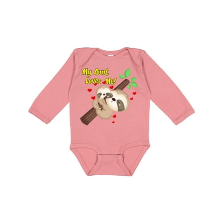

Inktastic My Aunt Loves Me Gift Baby Boy or Baby Girl Long Sleeve Bodysuit