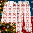 thumbnail image 4 of Womens Christmas Pajamas Long Sleeve Button-Up Christmas Tops 2Pc Xmas Pj Sets Holiday Comfy Winter Lounge Loungewear Comfy Pajama Pants with Pockets, 4 of 5