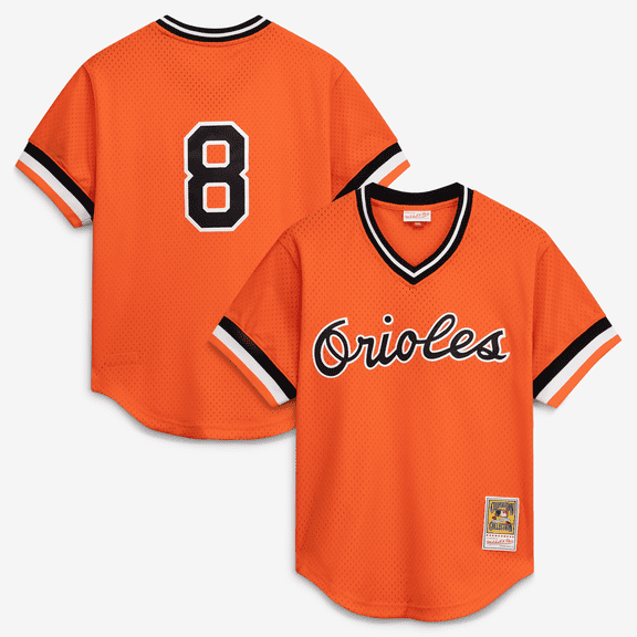 Men's Mitchell & Ness Cal Ripken Jr. Orange Baltimore Orioles Authentic Batting Practice Jersey